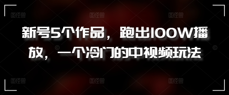 新号5个作品，跑出100W播放，一个冷门的中视频玩法【揭秘】-鱼梓小栈