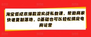 淘宝低成本爆款流实战私教课，帮助商家快速复制落地，0基础也可以轻松搞定电商运营-鱼梓小栈