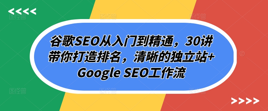 谷歌SEO从入门到精通，30讲带你打造排名，清晰的独立站+Google SEO工作流-鱼梓小栈