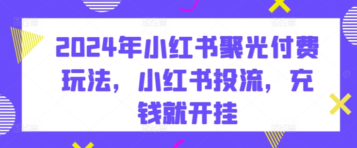 2024年小红书聚光付费玩法，小红书投流，充钱就开挂-鱼梓小栈