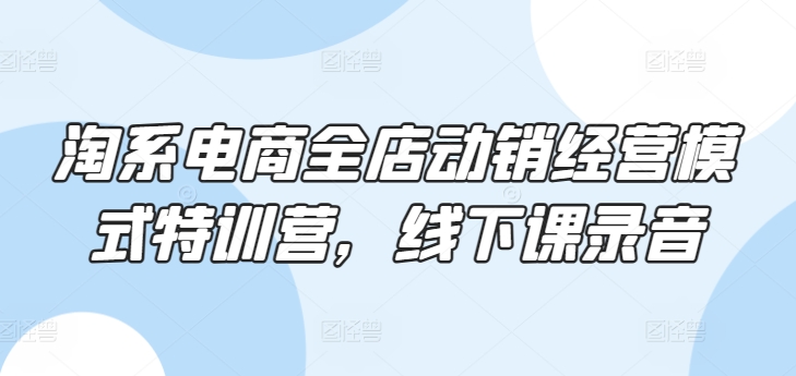 淘系电商全店动销经营模式特训营，线下课录音-鱼梓小栈