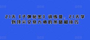 21天《子弹秘密》训练营，21天学到顶尖文案大师的策略和技巧-鱼梓小栈