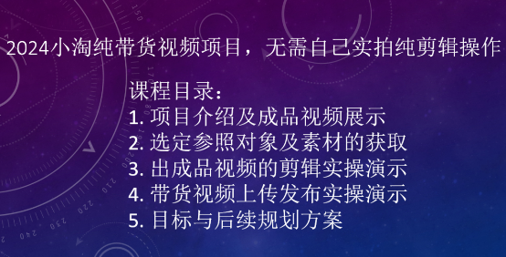 2024小淘纯带货视频项目，无需自己实拍纯剪辑操作-鱼梓小栈