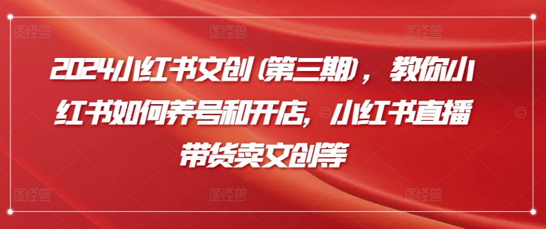 2024小红书文创(第三期)，教你小红书如何养号和开店，小红书直播带货卖文创等-鱼梓小栈