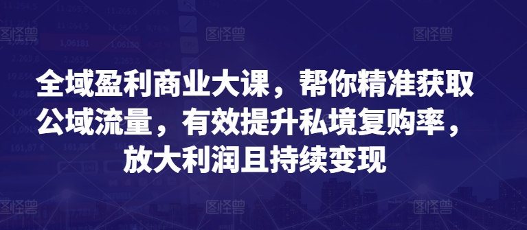 全域盈利商业大课，帮你精准获取公域流量，有效提升私境复购率，放大利润且持续变现-鱼梓小栈