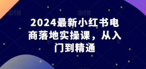 2024最新小红书电商落地实操课，从入门到精通-鱼梓小栈