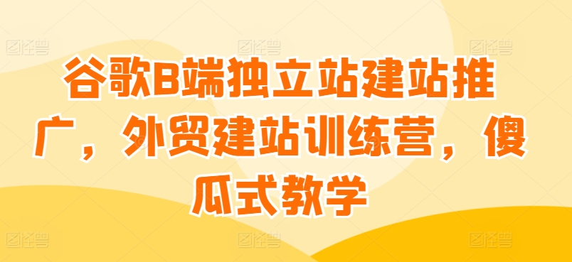 谷歌B端独立站建站推广，外贸建站训练营，傻瓜式教学-鱼梓小栈