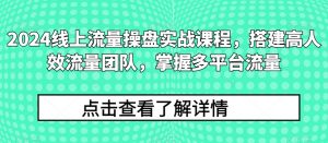 2024线上流量操盘实战课程，搭建高人效流量团队，掌握多平台流量-鱼梓小栈