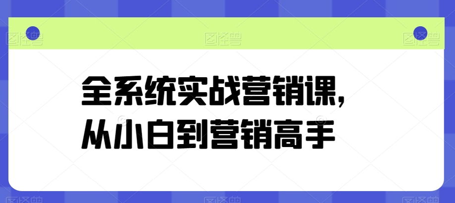 全系统实战营销课，从小白到营销高手-鱼梓小栈