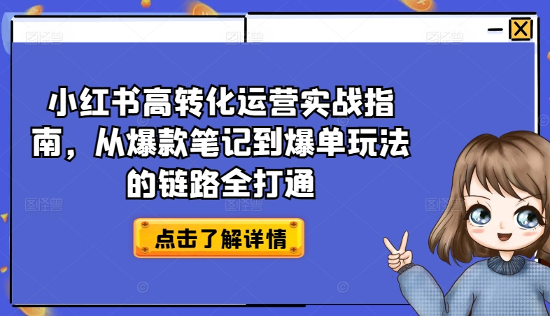 小红书高转化运营实战指南，从爆款笔记到爆单玩法的链路全打通-鱼梓小栈