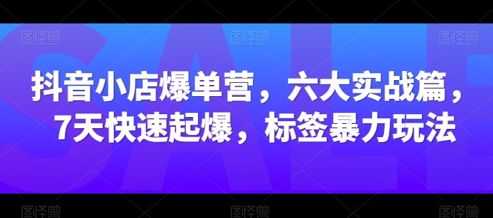 抖音小店爆单营，六大实战篇，7天快速起爆，标签暴力玩法-鱼梓小栈