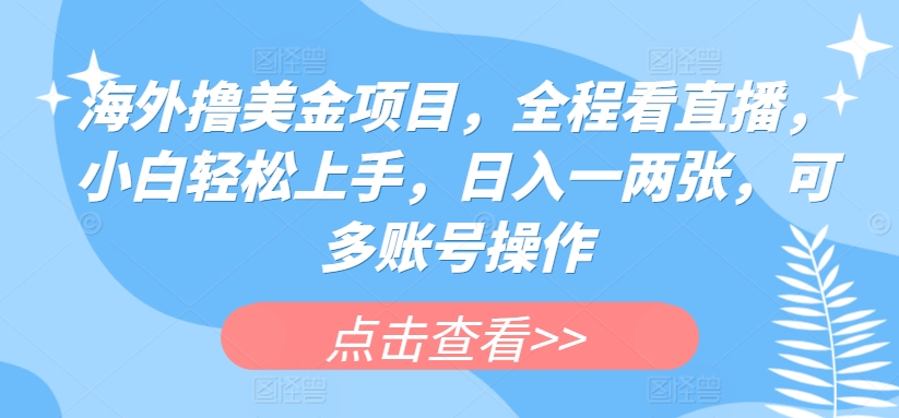 海外撸美金项目，全程看直播，小白轻松上手，日入一两张，可多账号操作【揭秘】-鱼梓小栈