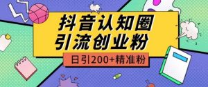 外面收费3980抖音认知圈引流创业粉玩法日引200+精准粉【揭秘】-鱼梓小栈