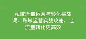 私域流量运营与转化实战课,私域运营实战攻略,让流量转化更高效-鱼梓小栈