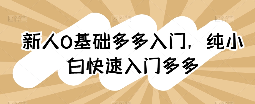 新人0基础多多入门，​纯小白快速入门多多-鱼梓小栈