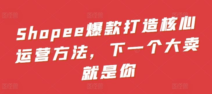 Shopee爆款打造核心运营方法，下一个大卖就是你-鱼梓小栈