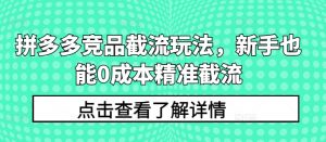 拼多多竞品截流玩法，新手也能0成本精准截流-鱼梓小栈