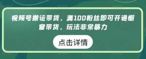 视频号搬运带货，满100粉丝即可开通橱窗带货，玩法非常暴力【揭秘】-鱼梓小栈