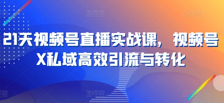 21天视频号直播实战课，视频号X私域高效引流与转化-鱼梓小栈