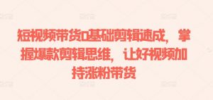 短视频带货0基础剪辑速成，掌握爆款剪辑思维，让好视频加持涨粉带货-鱼梓小栈