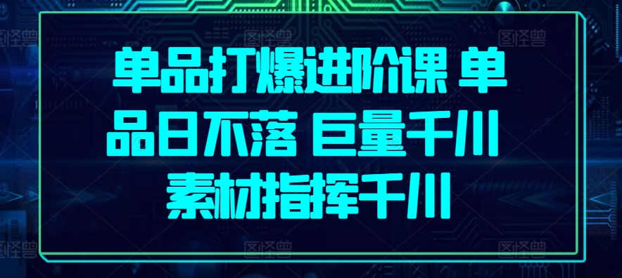 单品打爆进阶课 单品日不落 巨量千川 素材指挥千川-鱼梓小栈