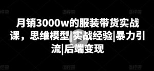 月销3000w的服装带货实战课，思维模型|实战经验|暴力引流|后端变现-鱼梓小栈
