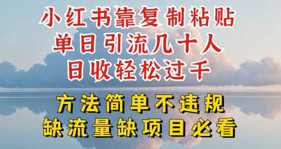 小红书靠复制粘贴单日引流几十人目收轻松过千，方法简单不违规【揭秘】-鱼梓小栈