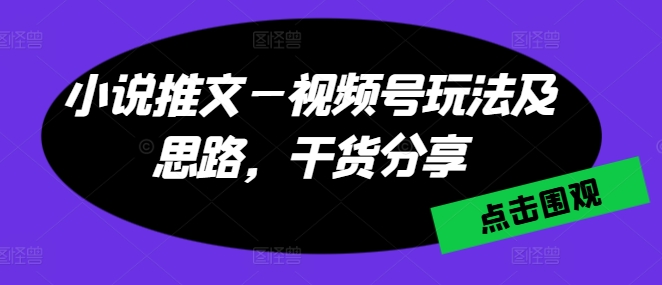 小说推文—视频号玩法及思路，干货分享-鱼梓小栈
