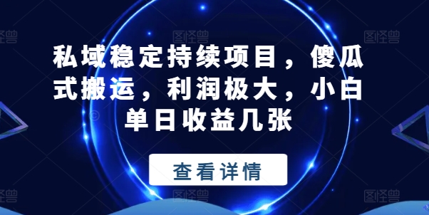 私域稳定持续项目，傻瓜式搬运，利润极大，小白单日收益几张【揭秘】-鱼梓小栈