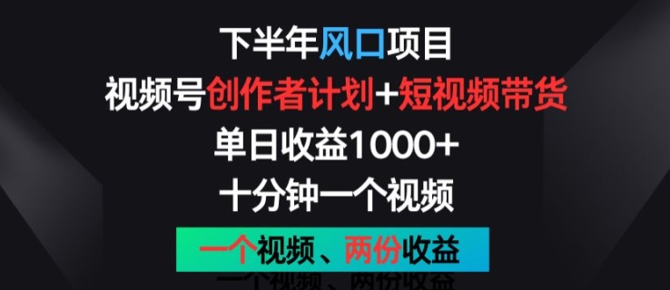 下半年风口项目，视频号创作者计划+视频带货，一个视频两份收益，十分钟一个视频【揭秘】-鱼梓小栈