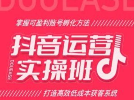 抖音运营实操班，掌握可盈利账号孵化方法，打造高效低成本获客系统-鱼梓小栈