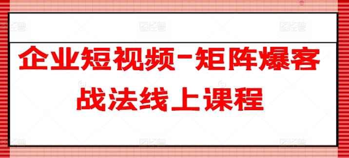 企业短视频-矩阵爆客战法线上课程-鱼梓小栈