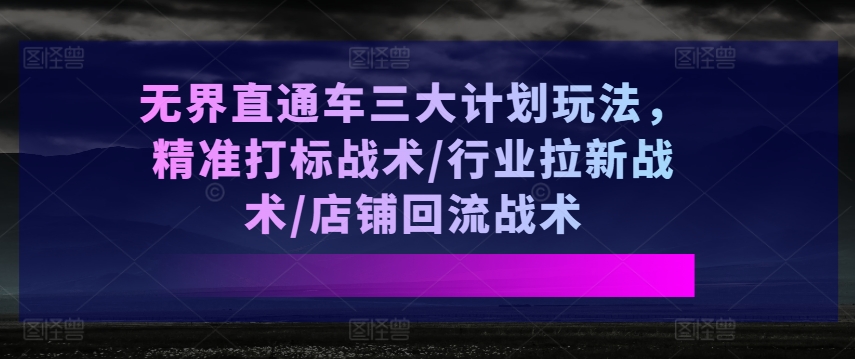 无界直通车三大计划玩法，精准打标战术/行业拉新战术/店铺回流战术-鱼梓小栈
