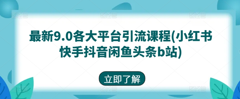 最新9.0各大平台引流课程(小红书快手抖音闲鱼头条b站)-鱼梓小栈
