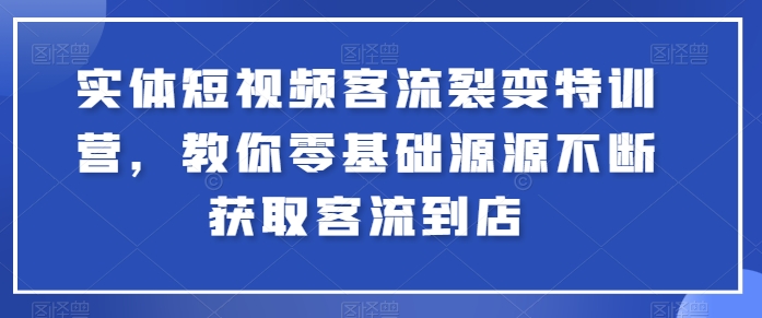 实体短视频客流裂变特训营，教你零基础源源不断获取客流到店-鱼梓小栈