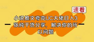 小说推文夸克UC大佬日入3张纯干货分享，解决你的所以问题-鱼梓小栈