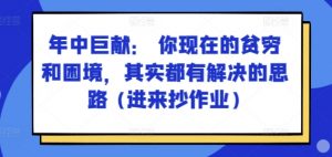 某付费文章：年中巨献： 你现在的贫穷和困境，其实都有解决的思路 (进来抄作业)-鱼梓小栈
