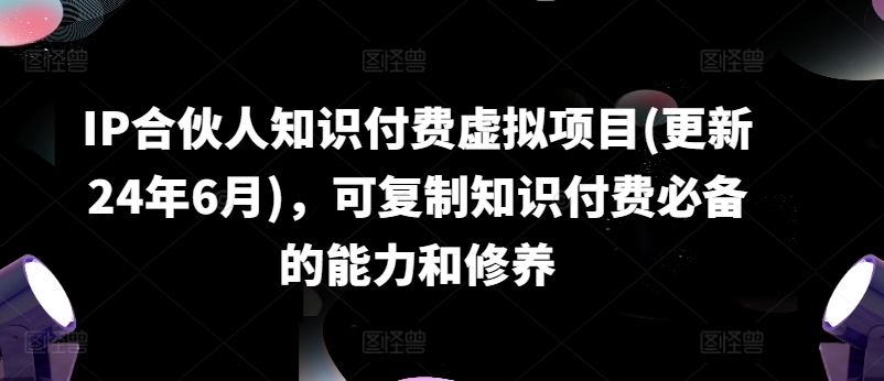 IP合伙人知识付费虚拟项目(更新24年6月)，可复制知识付费必备的能力和修养-鱼梓小栈
