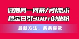 微信问一问暴力引流术,稳定日引300+创业粉,最新方法,条条爆款【揭秘】-鱼梓小栈