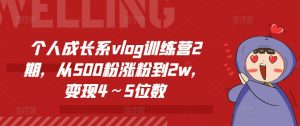 个人成长系vlog训练营2期，从500粉涨粉到2w，变现4～5位数-鱼梓小栈