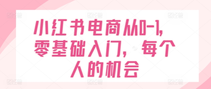 小红书电商从0-1，零基础入门，每个人的机会-鱼梓小栈