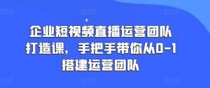 企业短视频直播运营团队打造课,手把手带你从0-1搭建运营团队-鱼梓小栈