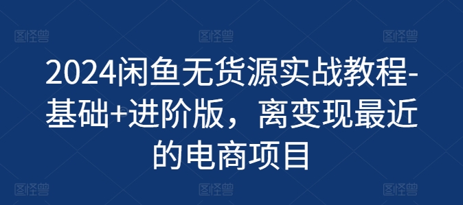 2024闲鱼无货源实战教程-基础+进阶版，离变现最近的电商项目-鱼梓小栈