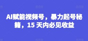 AI赋能视频号，暴力起号秘籍，15 天内必见收益【揭秘】-鱼梓小栈