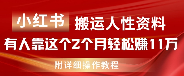 小红书搬运人性资料，有人靠这个2个月轻松赚11w，附教程【揭秘】-鱼梓小栈