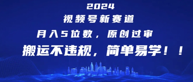2024视频号新赛道，月入5位数+，原创过审，搬运不违规，简单易学【揭秘】-鱼梓小栈