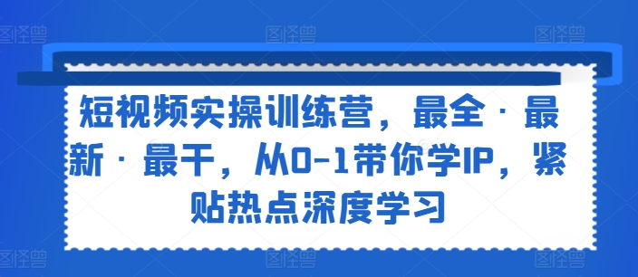 短视频实操训练营，最全·最新·最干，从0-1带你学IP，紧贴热点深度学习-鱼梓小栈