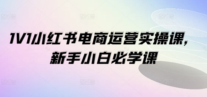 1V1小红书电商运营实操课，新手小白必学课-鱼梓小栈