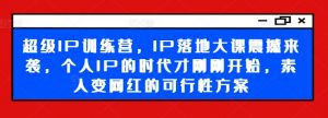 超级IP训练营，IP落地大课震撼来袭，个人IP的时代才刚刚开始，素人变网红的可行性方案-鱼梓小栈
