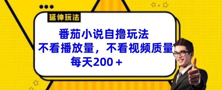 番茄小说自撸玩法，不看播放量，不看视频质量，每天200+【揭秘】-鱼梓小栈
